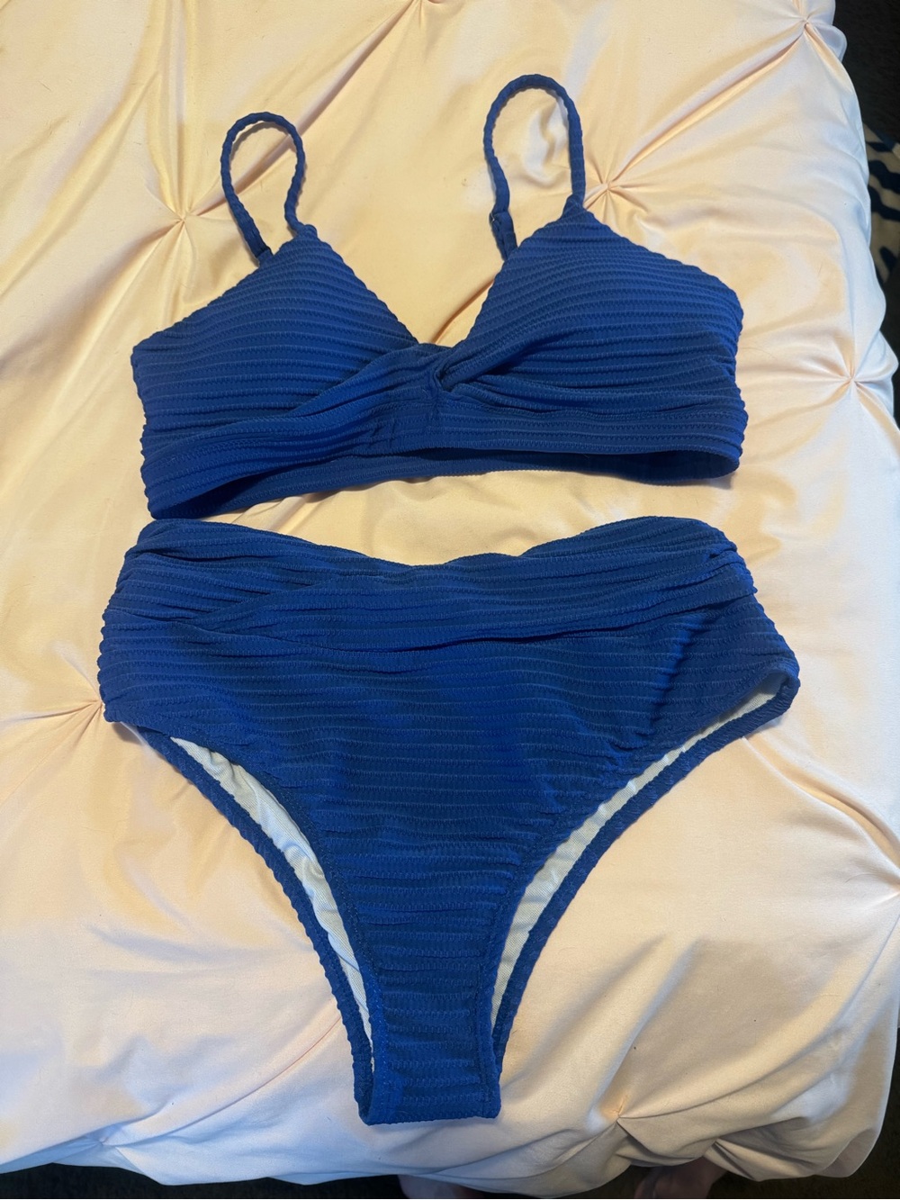 CUPSHE Textured Blue Bikini Set | Size Large | NWOT
